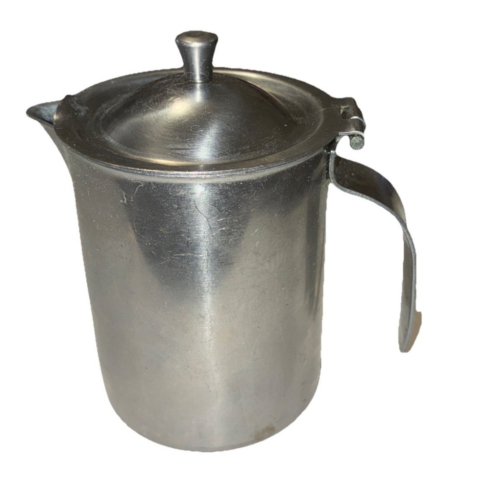 Vintage Bloomfield Industries Creamer Stainless Steel Hinged Lid 4x3" USA *dent